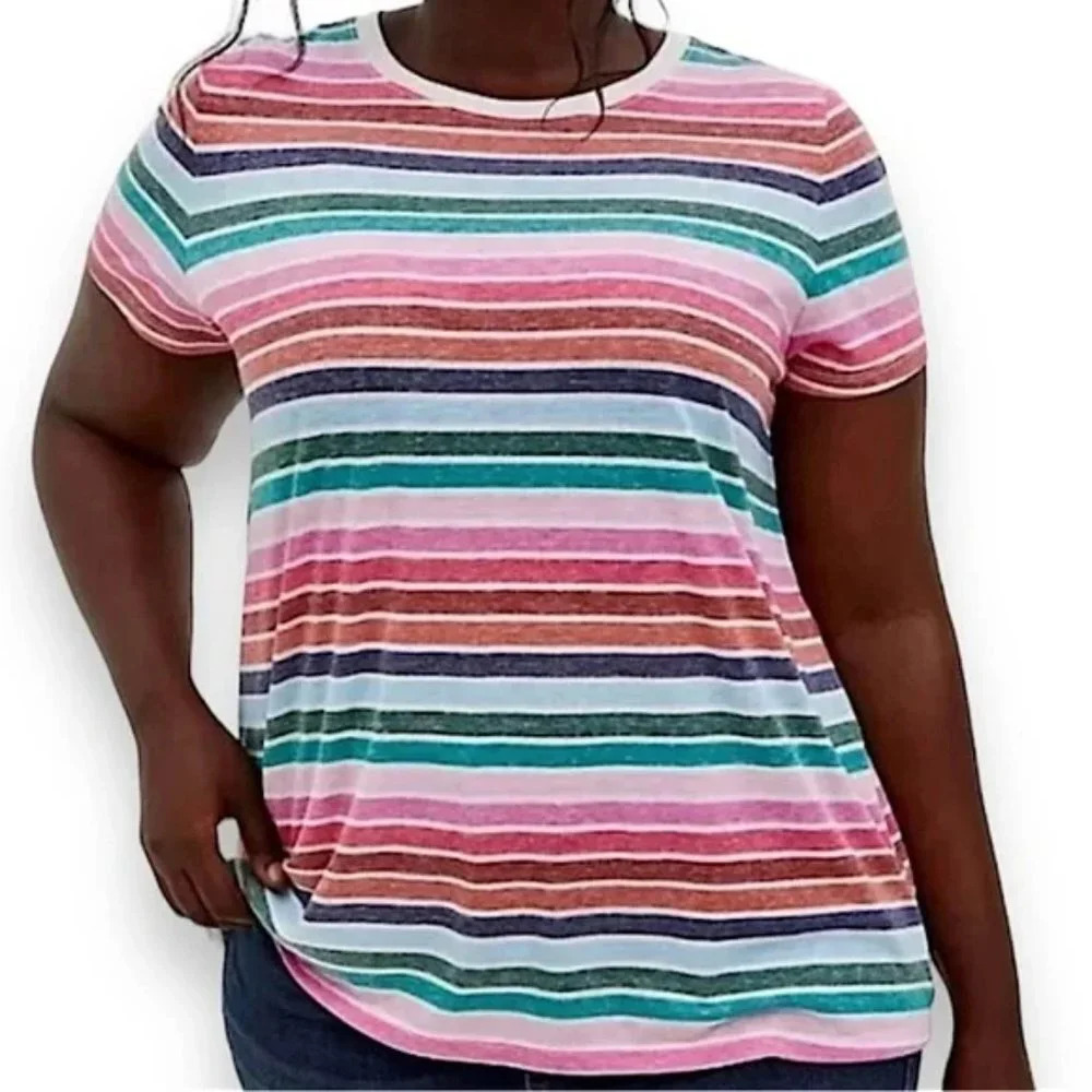 Torrid Vintage Triblend Striped Crew Neck Short Sleeve Tee in Size 00